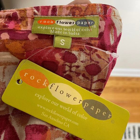 NWT ROCK FLOWER PAPER cranberry lightweight boho tie neck tunic Women's small - Picture 5 of 5